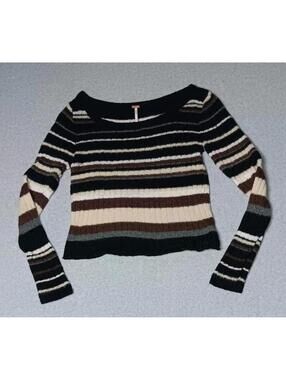 Free People Slightly Cropped Wool Blend Sweater Womens Size Large Multicolor...